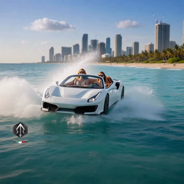 White Potenza Pista Jet Car running on the water off Miami